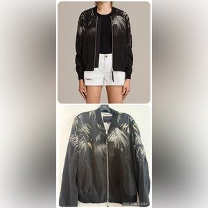 All Saints Harlow Neluwa Tropical Print 100% Silk Bomber Jacket Size L